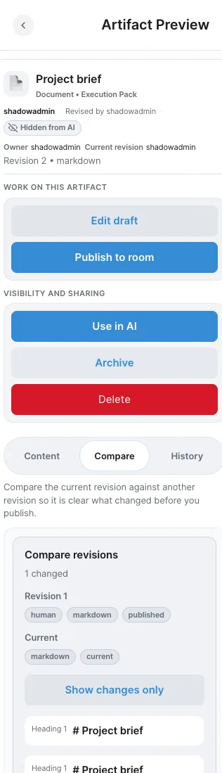 Sociail artifact preview and compare proof