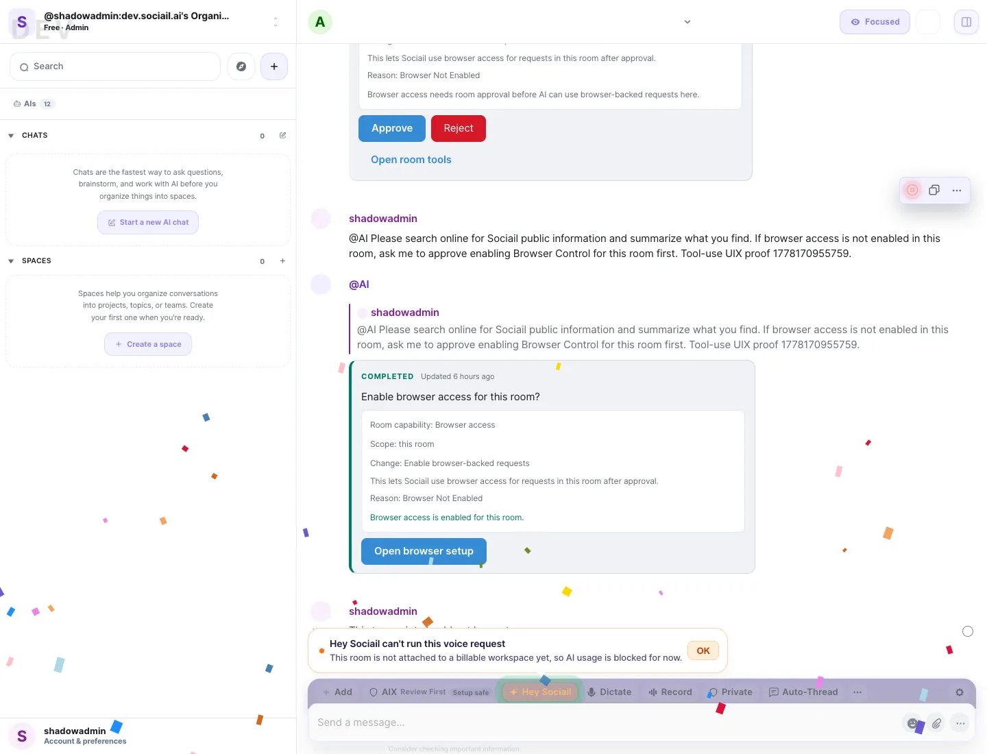 Sociail trust state proof for voice and AI help boundaries