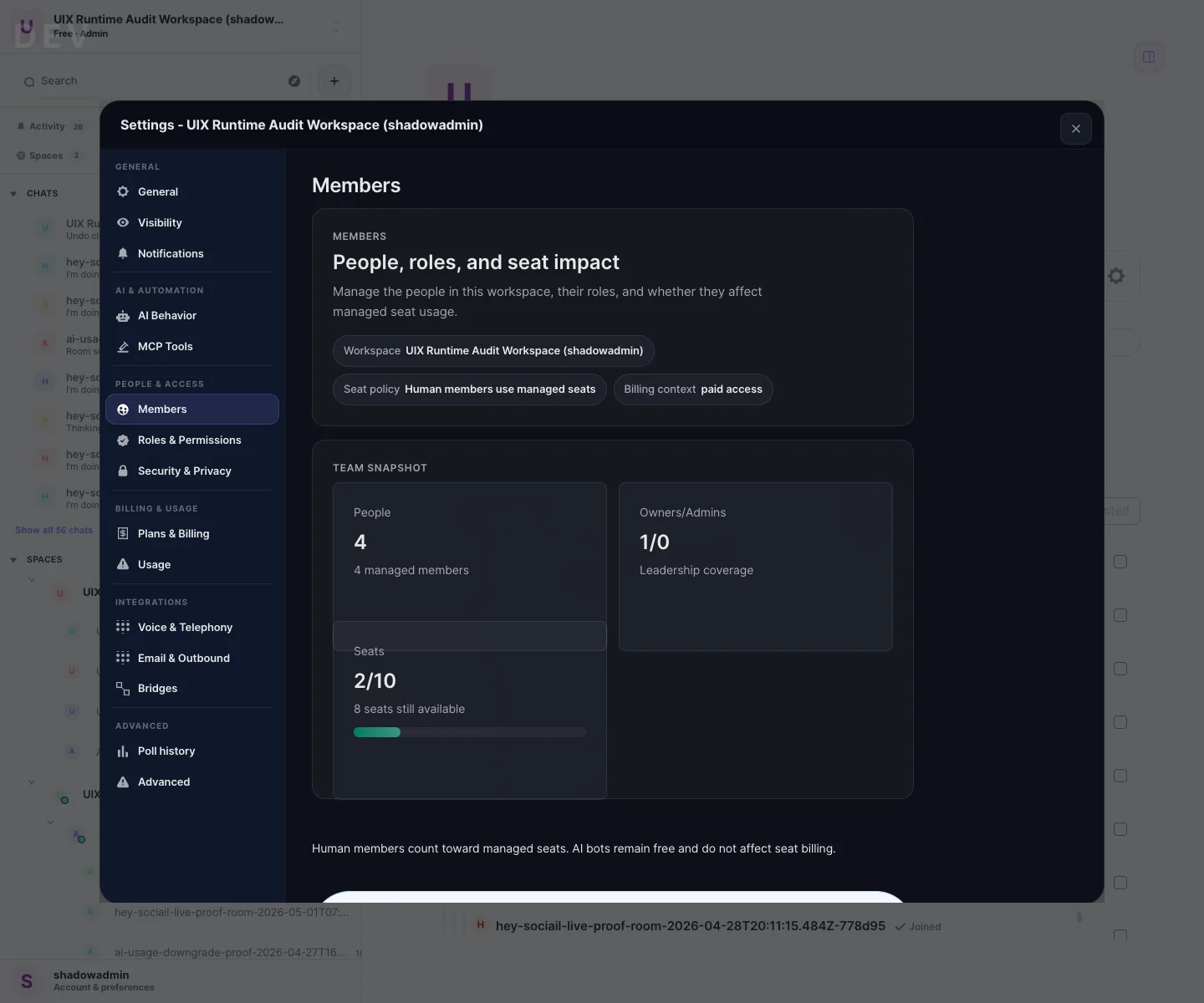 Sociail workspace members proof